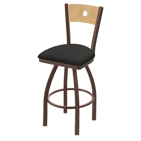25" Swivel Counter Stool, Bronze Finish, Nat Back, Canter Iron Seat